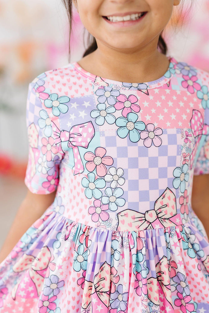 SALE Patchwork Princess S/S Pocket Twirl Dress-Mila & Rose ®