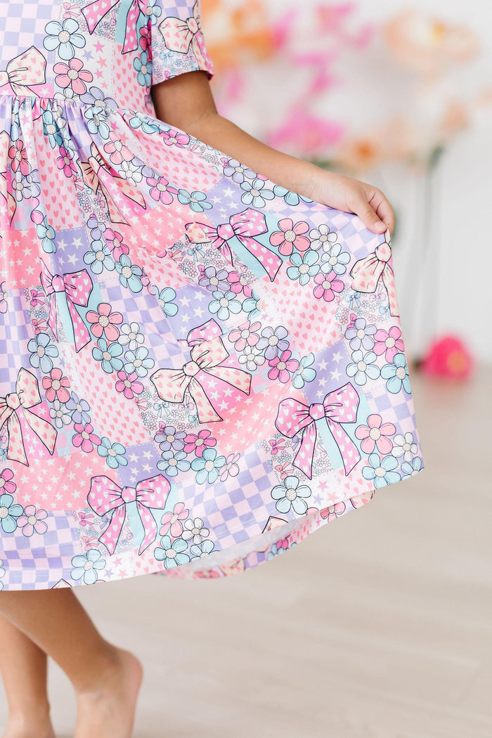 SALE Patchwork Princess S/S Pocket Twirl Dress-Mila & Rose ®