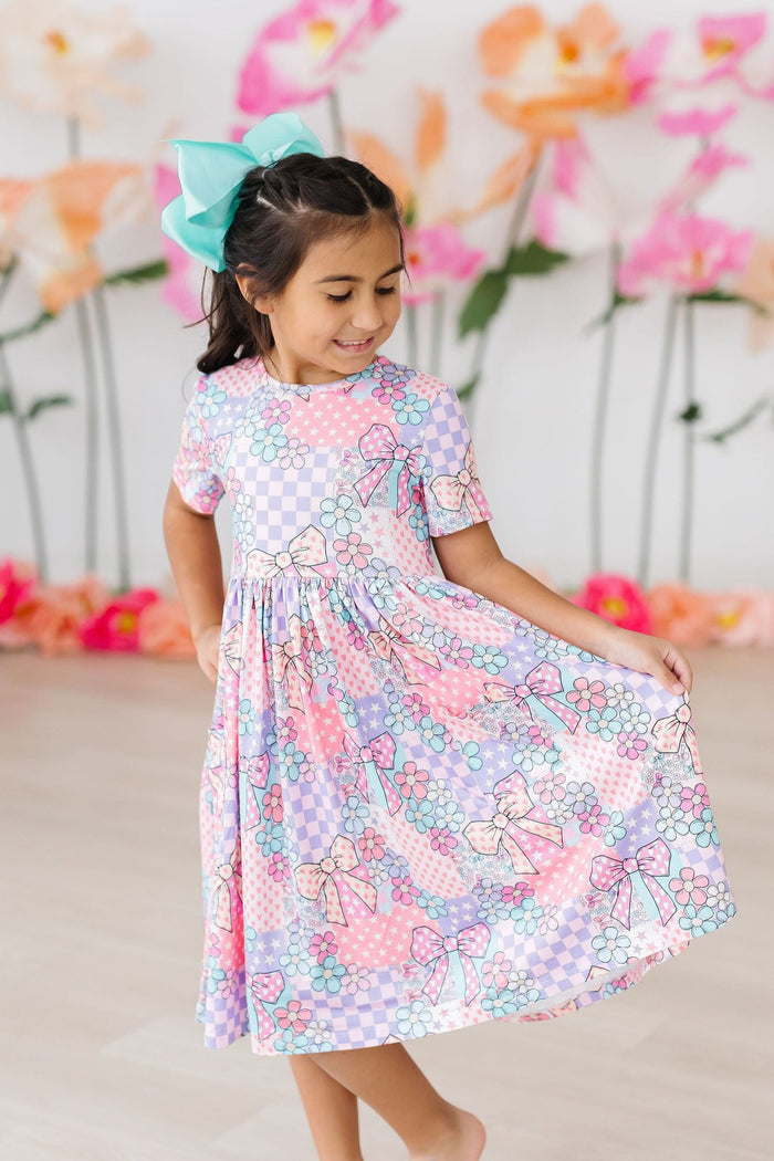 SALE Patchwork Princess S/S Pocket Twirl Dress-Mila & Rose ®