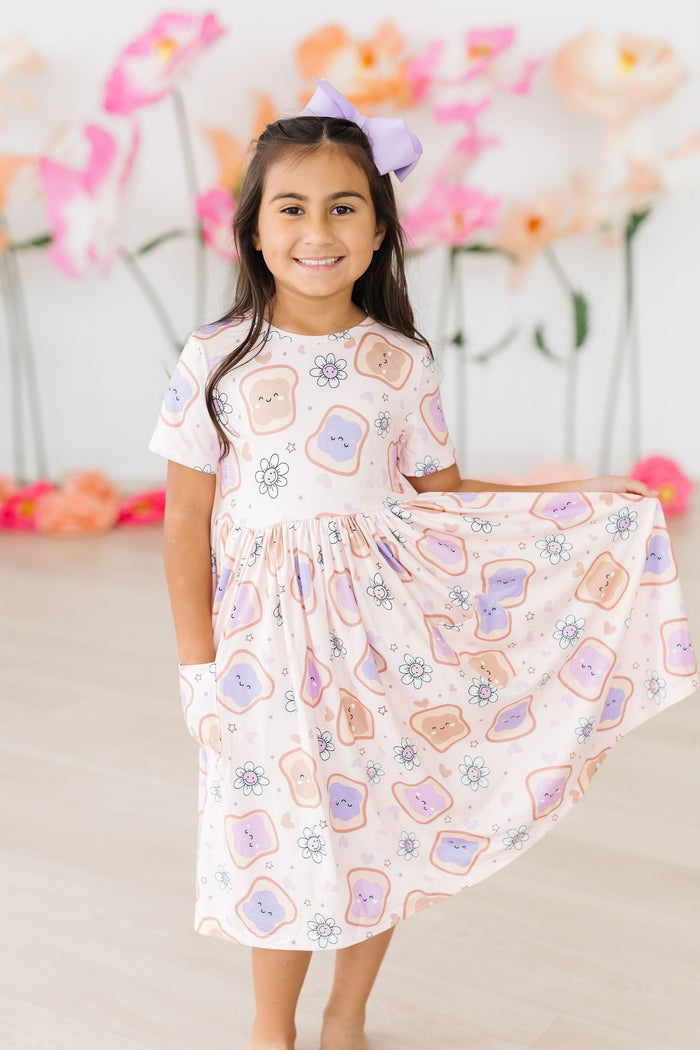 SALE Peanut Butter Jelly Time S/S Pocket Twirl Dress-Mila & Rose ®