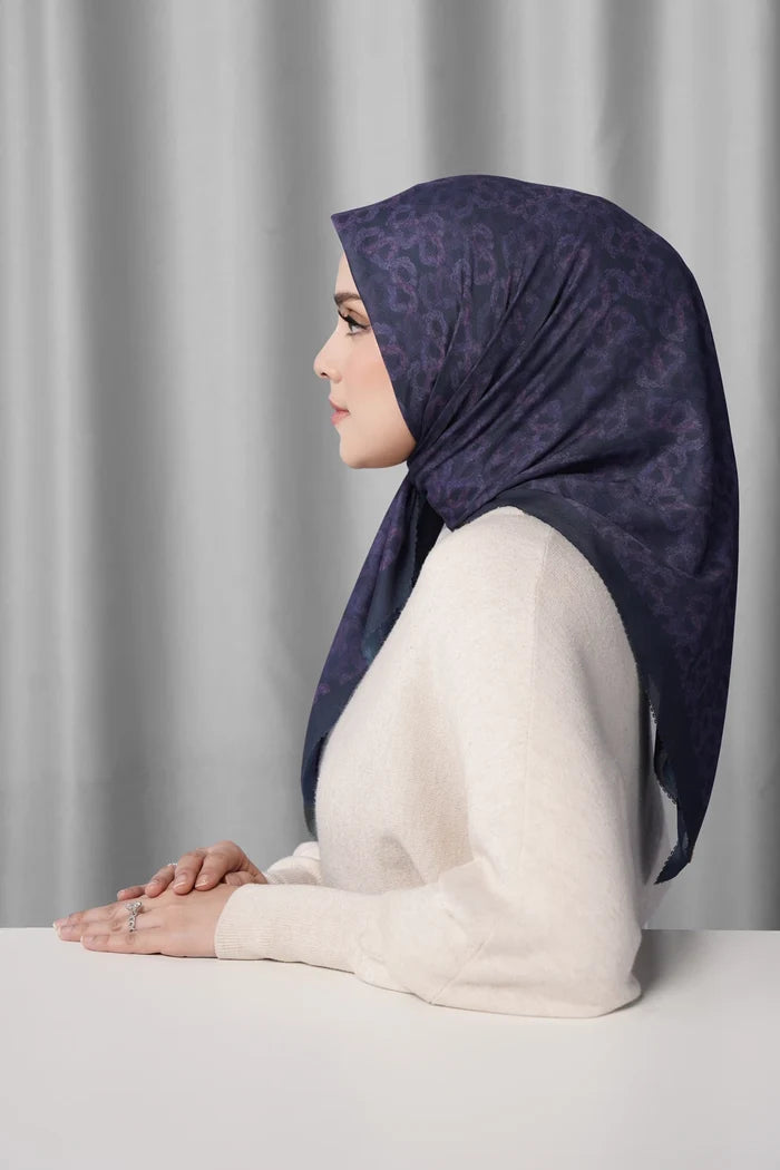 samle de fleur scarf in baritone blue by buttonscarves side view