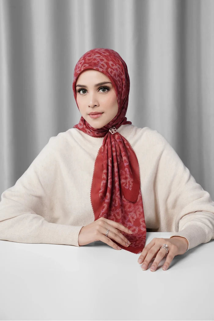 samle de fleur scarf in brick red by buttonscarves front view