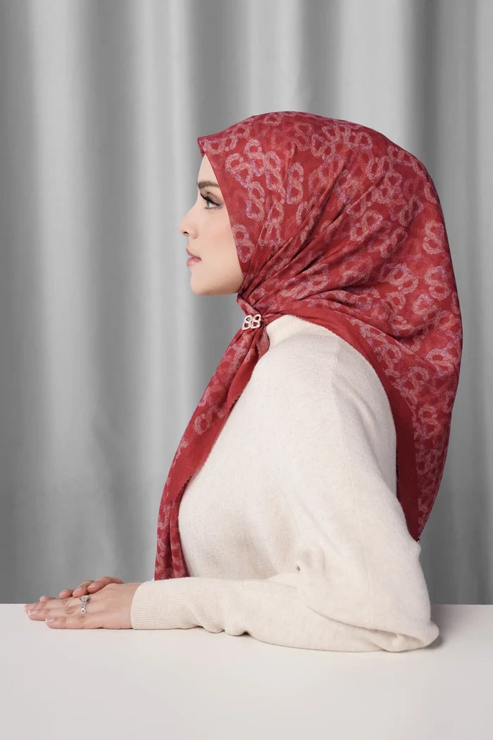 samle de fleur scarf in brick red by buttonscarves side view
