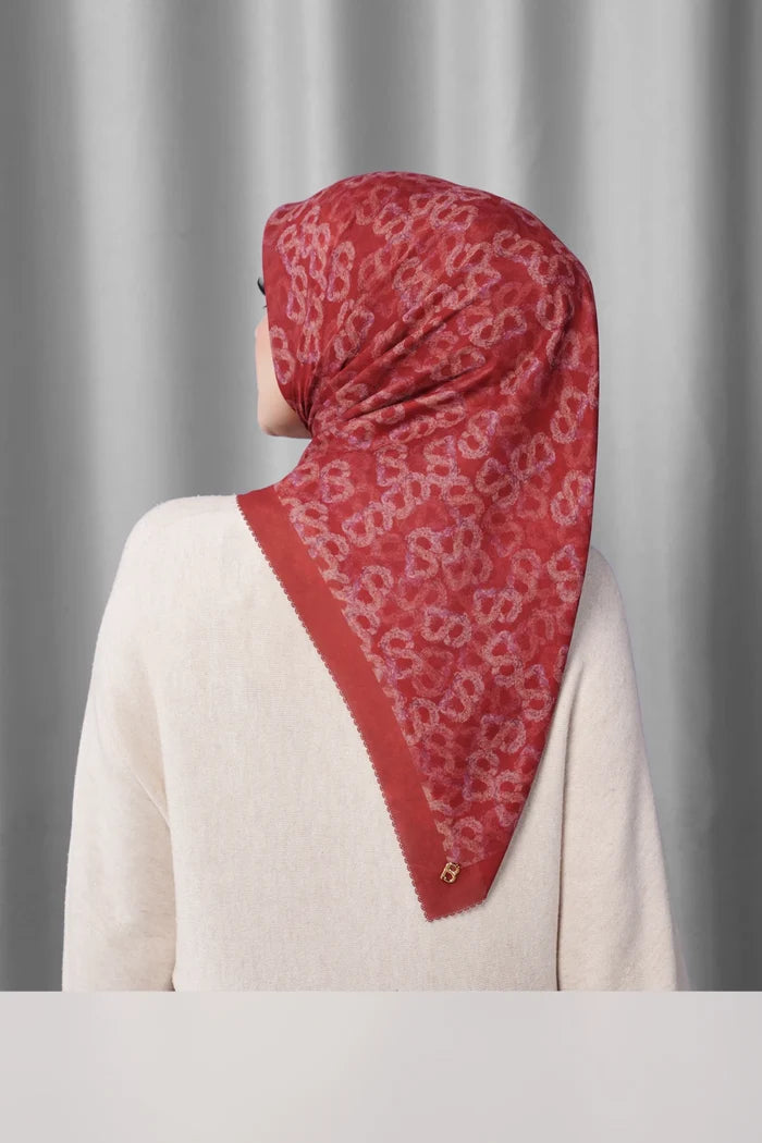 samle de fleur scarf in brick red by buttonscarves back view