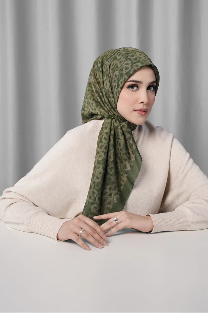 samla de fleur scarf in deep olive by buttonscarves