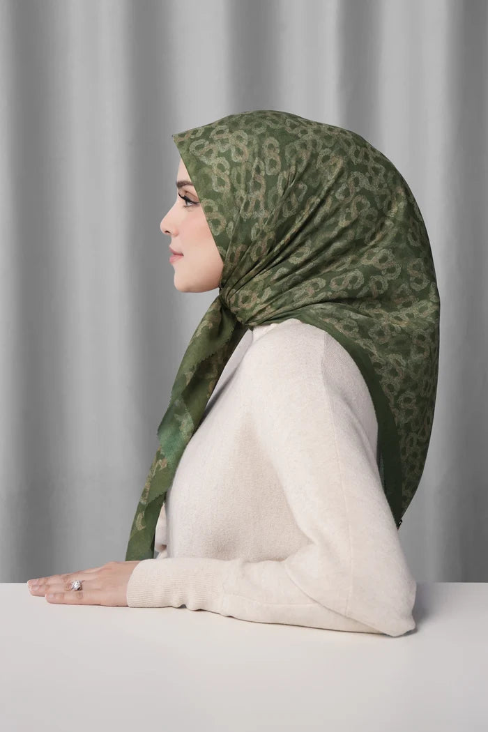 samla de fleur scarf in deep olive by buttonscarves side view