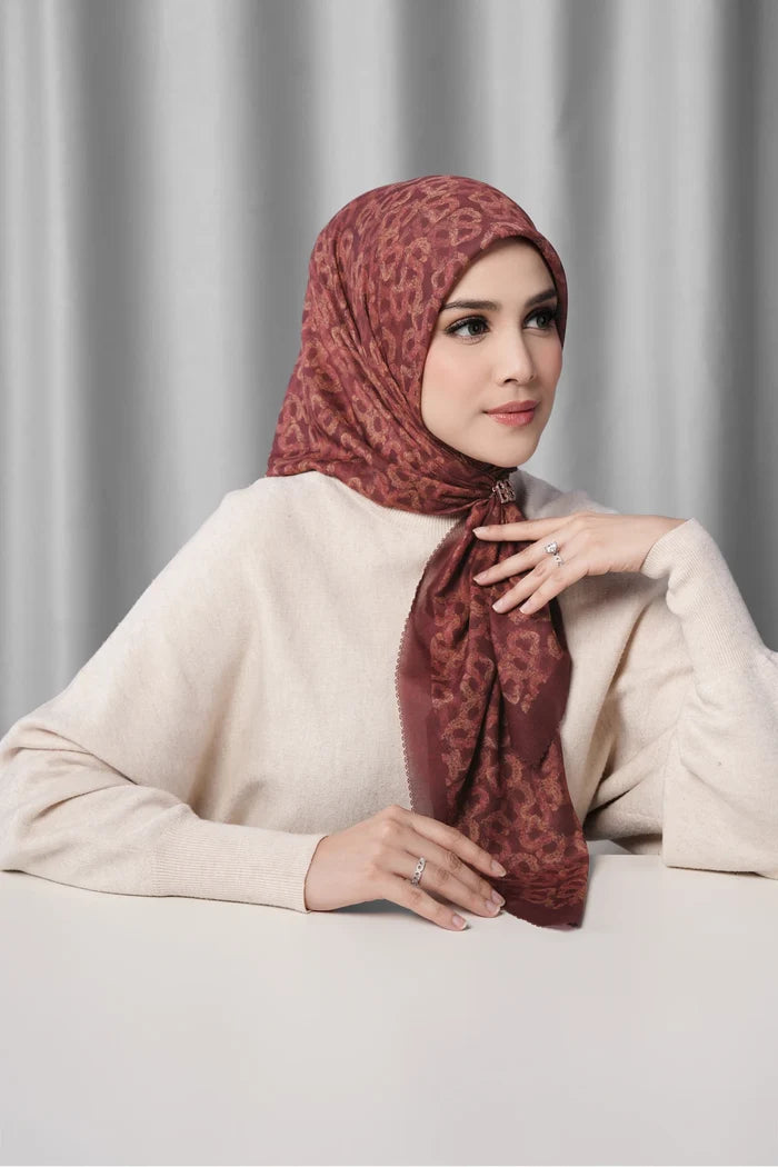 samle de fleur scarf in red mahogany by buttonscarves