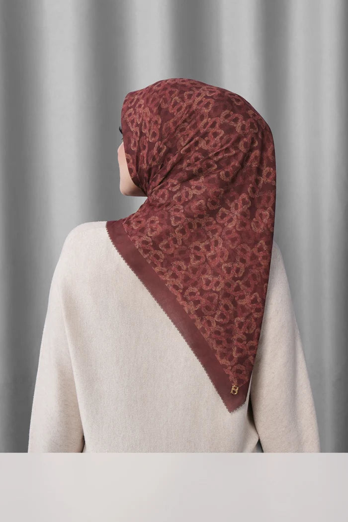 samle de fleur scarf in red mahogany by buttonscarves back view