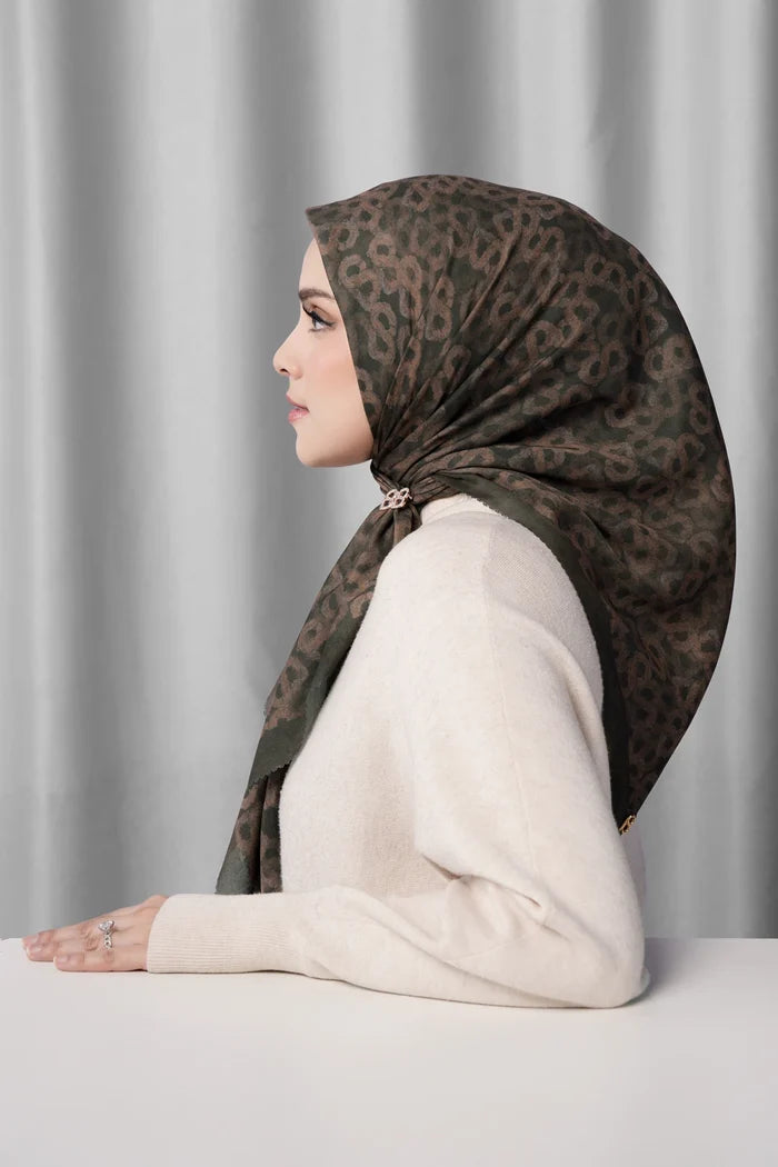 samla de fleur scarf in turkish coffee by buttonscarves side view