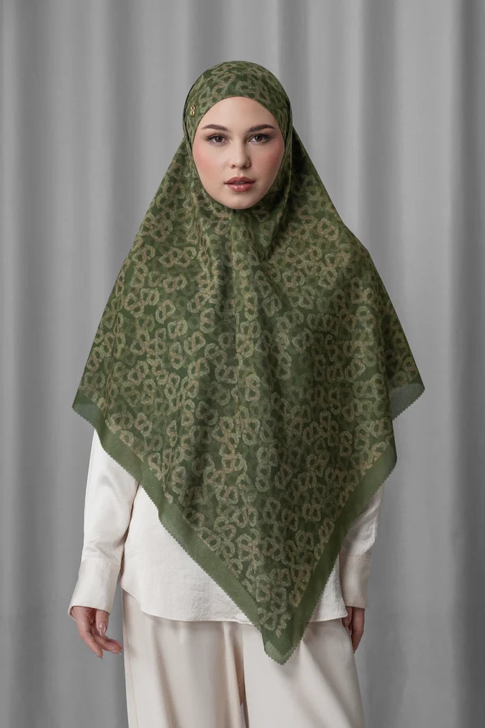 samla de fleur tie back square scarf in deep olive by buttonscarves