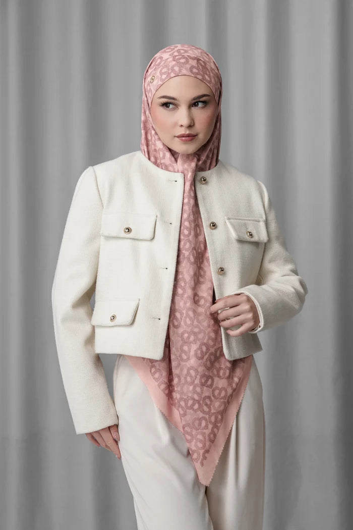 samla de fleur tie back square scarf in mellow rose by buttonscarves