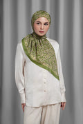 samla de fleur tie back square scarf in olive branch by buttonscarves