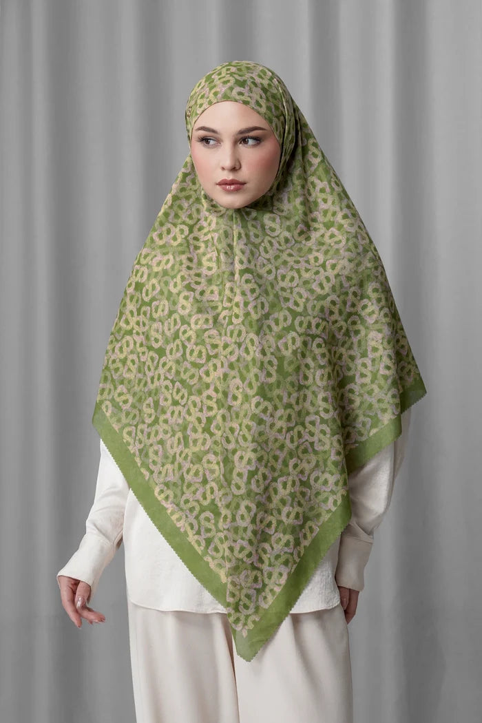 samla de fleur tie back square scarf in olive branch by buttonscarves