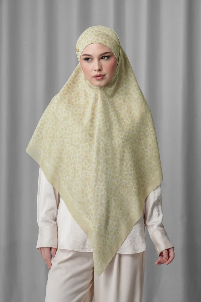 samla de fleur tie back square scarf in pale khaki by buttonscarves