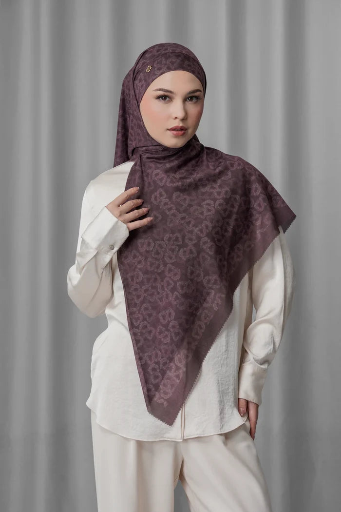 samla de fleur tie back square scarf in plum by buttonscarves
