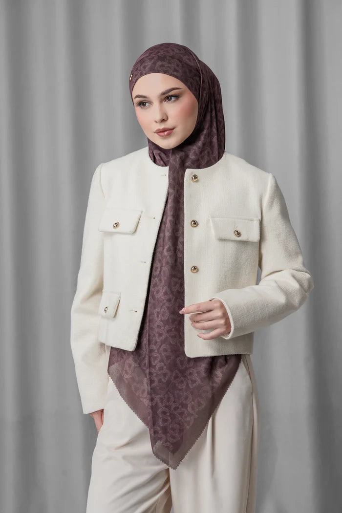 samla de fleur tie back square scarf in plum by buttonscarves style look