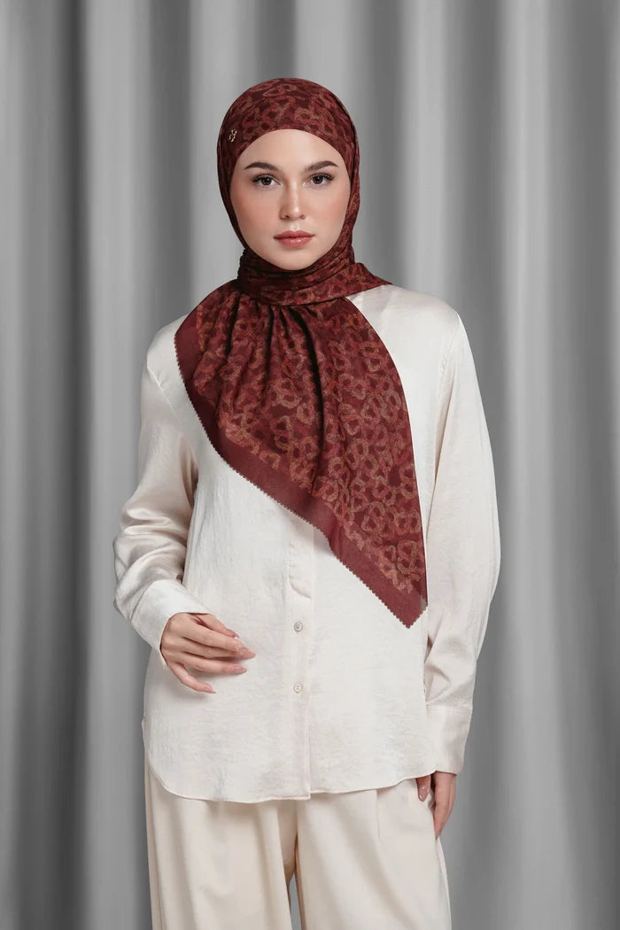 samla de fleur tie back square scarf in red mahogany by buttonscarves