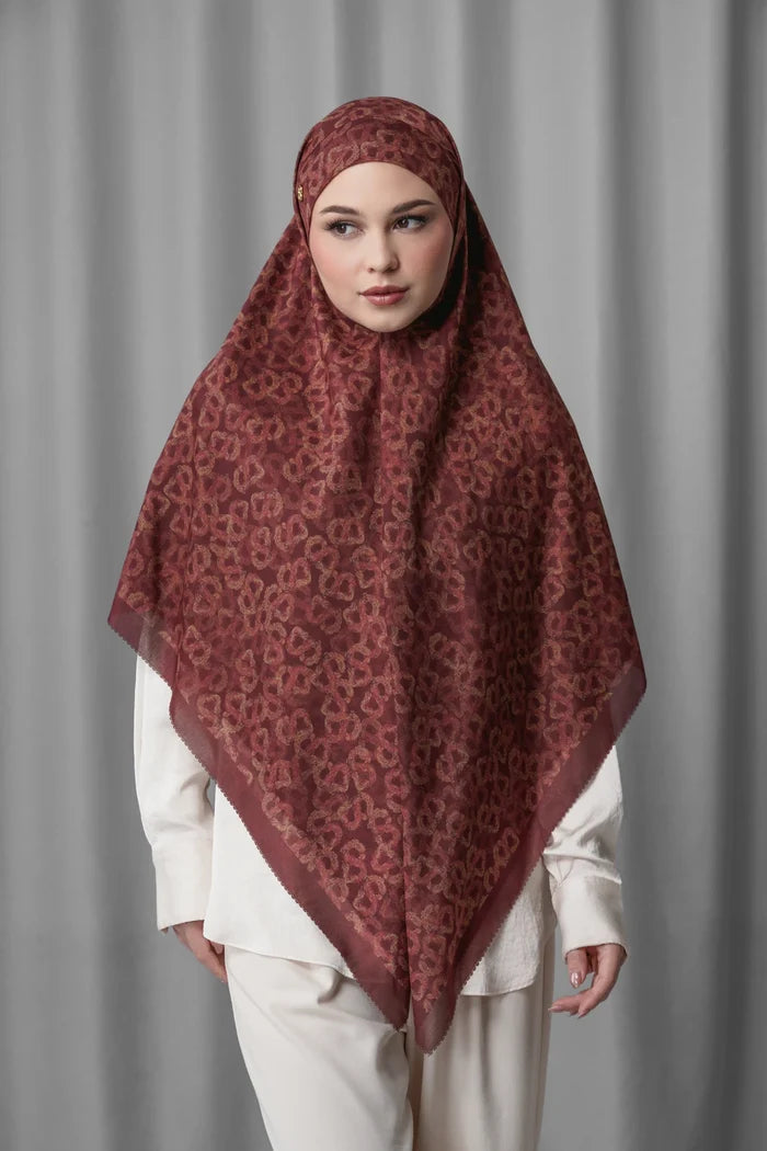 samla de fleur tie back square scarf in red mahogany by buttonscarves