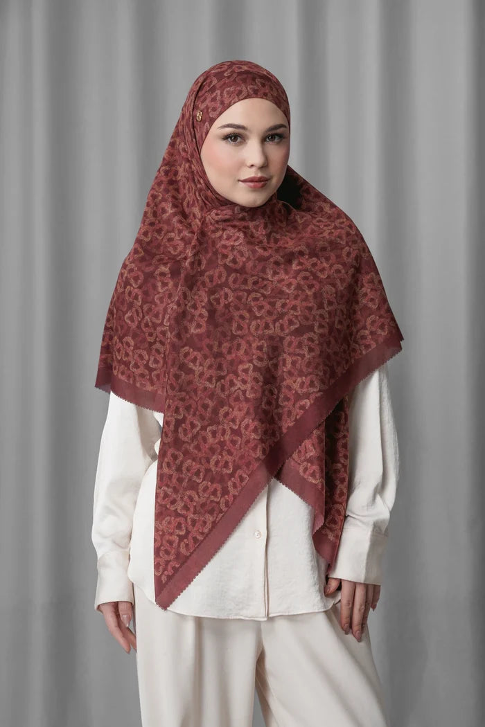 samla de fleur tie back square scarf in red mahogany by buttonscarves