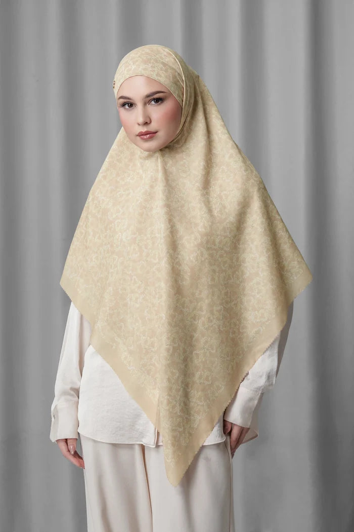 samla de fleur tie back square scarf in sand by buttonscarves