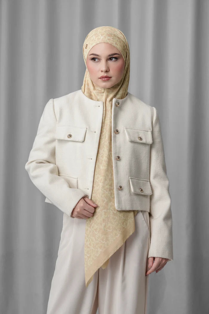samla de fleur tie back square scarf in sand by buttonscarves