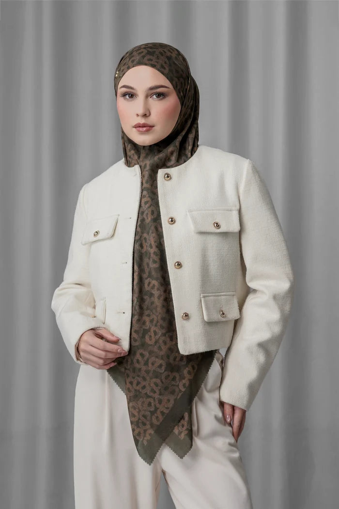 samla de fleur tie back square scarf in turkish coffee by buttonscarves style look