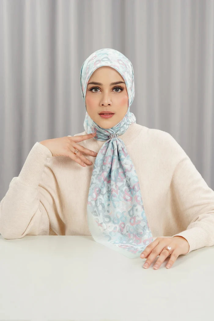 samla multicolor square scarf in bit of blue by buttonscarves front view