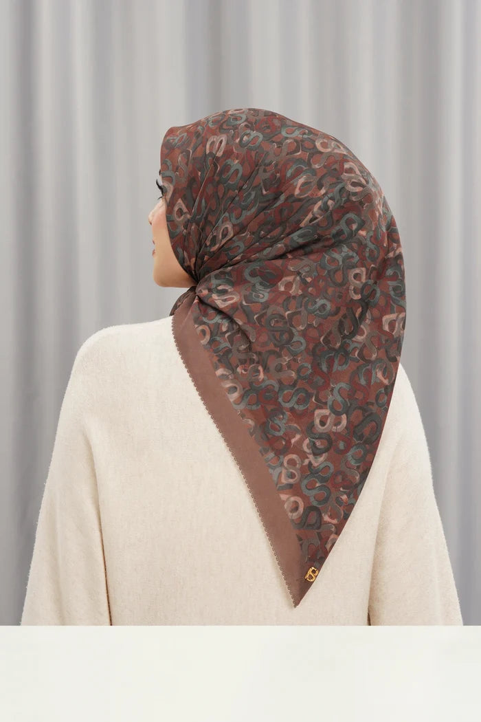 samla multicolor square scarf in bitter chocolate by buttonscarves back view