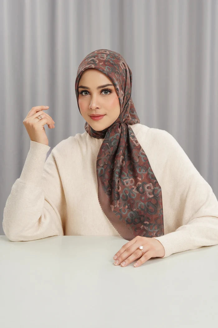 samla multicolor square scarf in bitter chocolate by buttonscarves front view