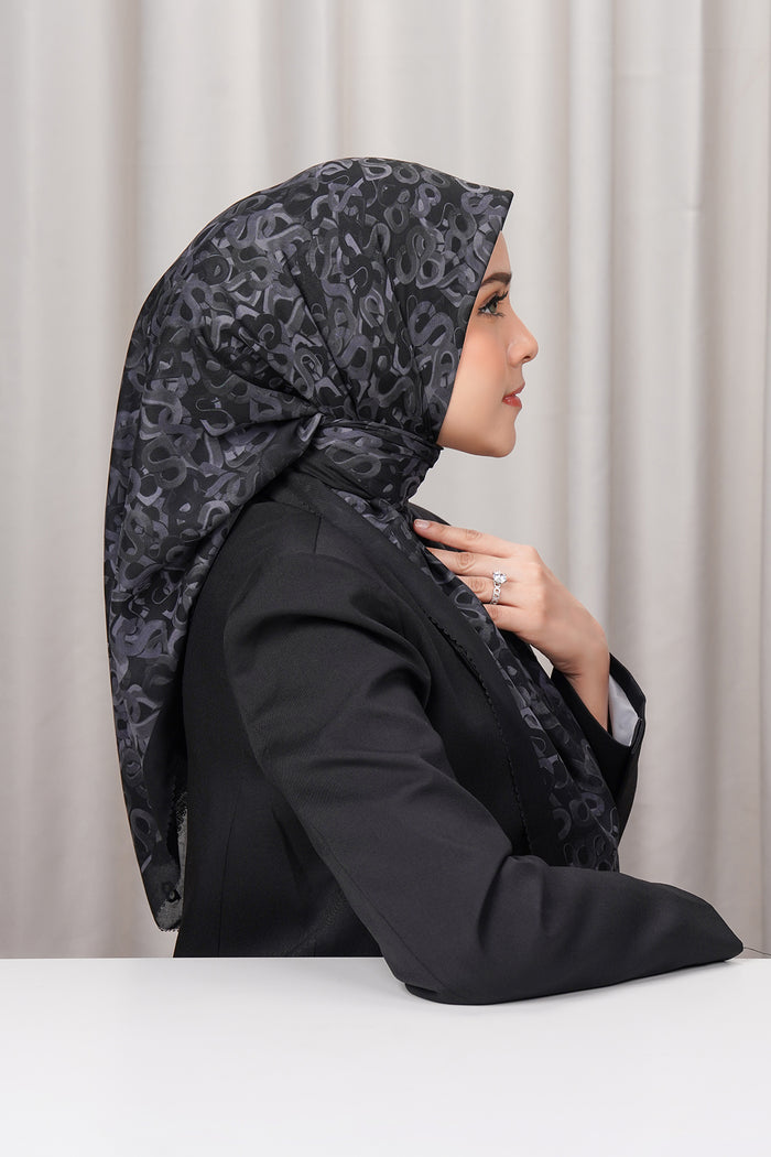 samla multicolor square scarf in charcoal by buttonscarves side view