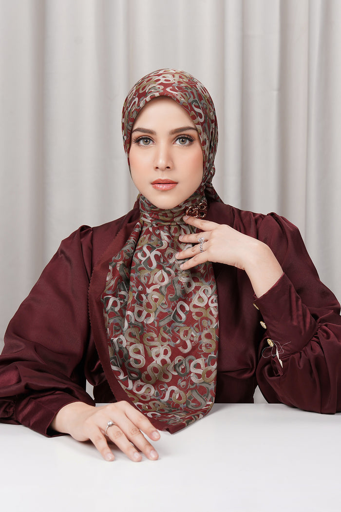 samla multicolor square scarf in cherry by buttonscarves front view