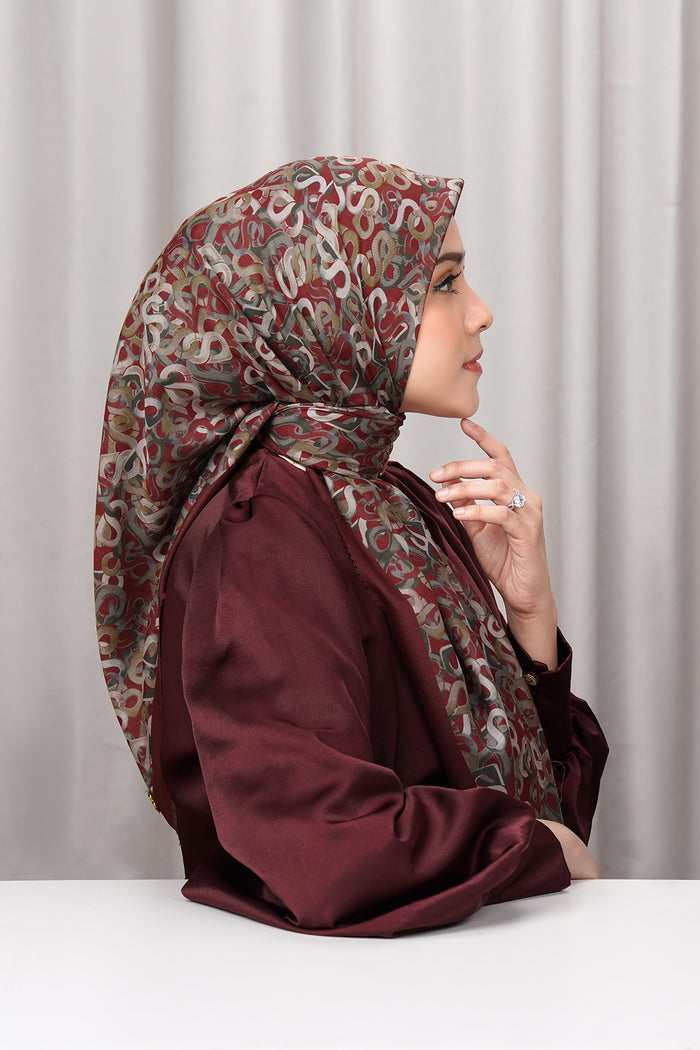 samla multicolor square scarf in cherry by buttonscarves side view