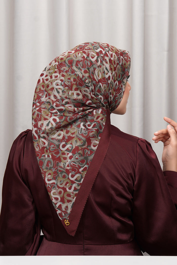 samla multicolor square scarf in cherry by buttonscarves back view