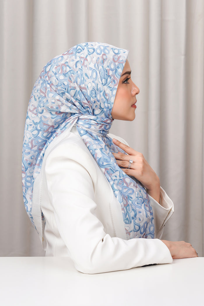 samla multicolor square scarf in cloudy blue by buttonscarves side view