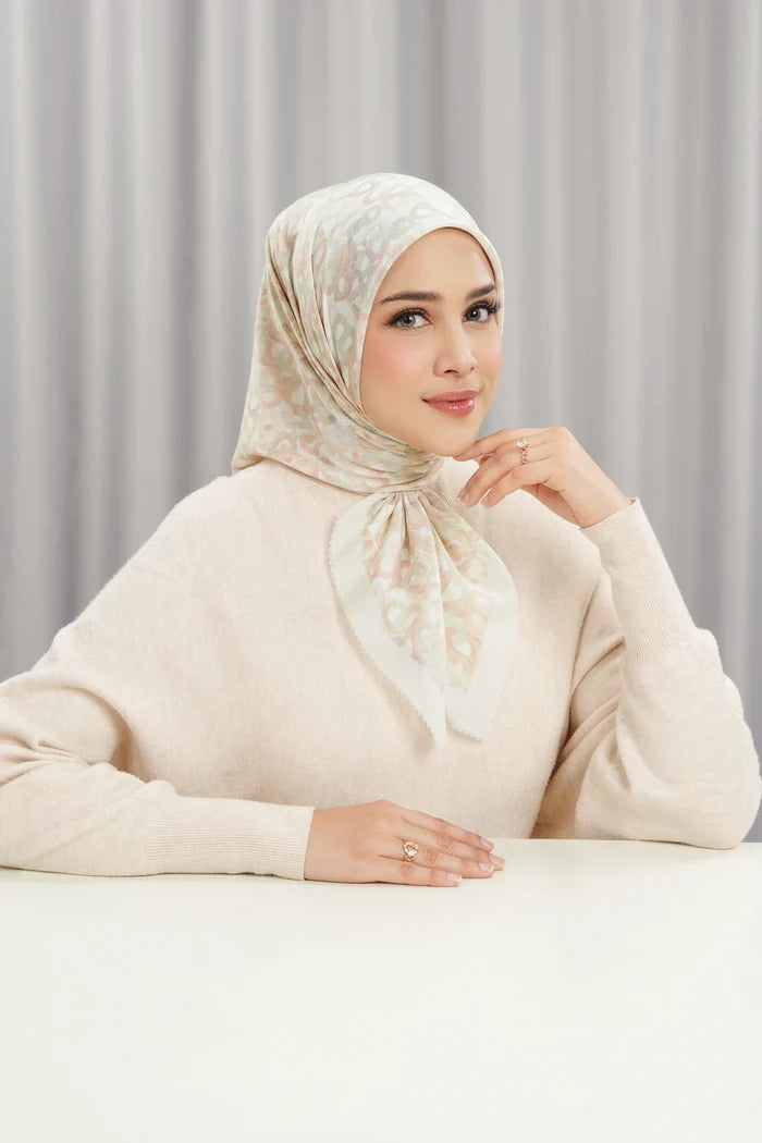 samla multicolor square scarf in coconut milk by buttonscarves