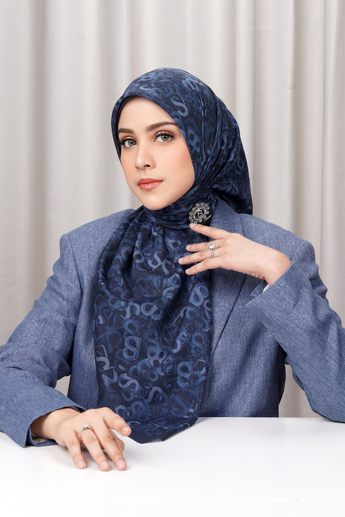 samla multicolor square scarf in deep ocean by buttonscarves front view