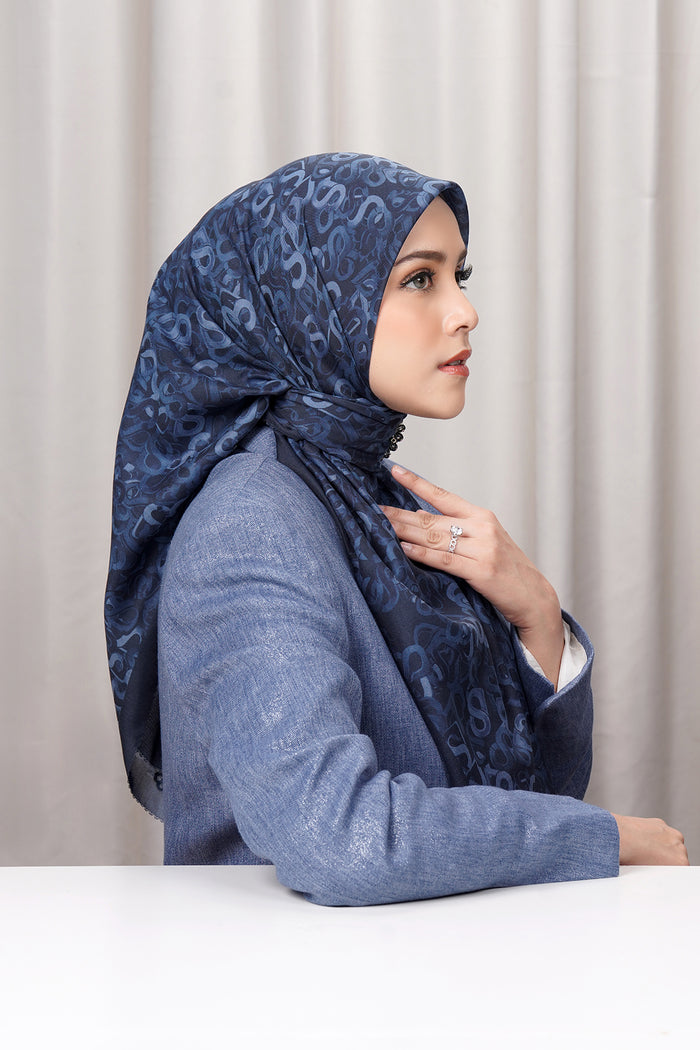 samla multicolor square scarf in deep ocean by buttonscarves side view