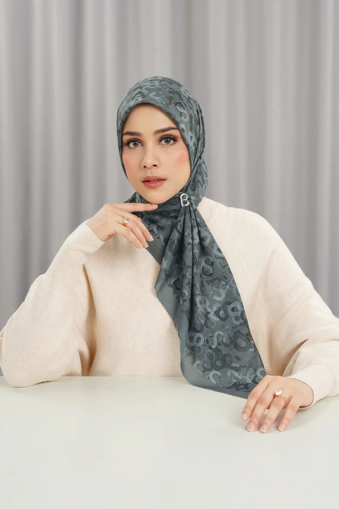 samla multicolor square scarf in iron gate by buttonscarves front view
