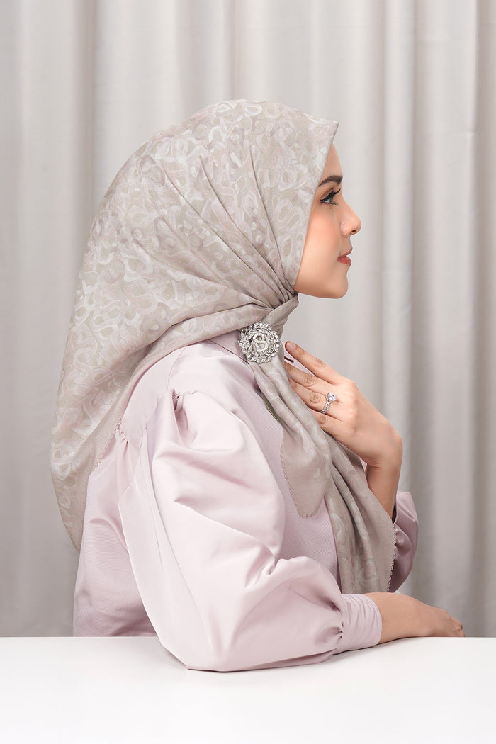 samla multicolor square scarf in milk tea by buttonscarves side view