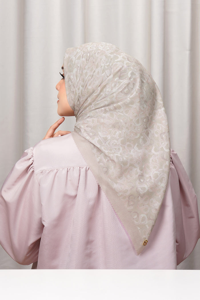 samla multicolor square scarf in milk tea by buttonscarves back view