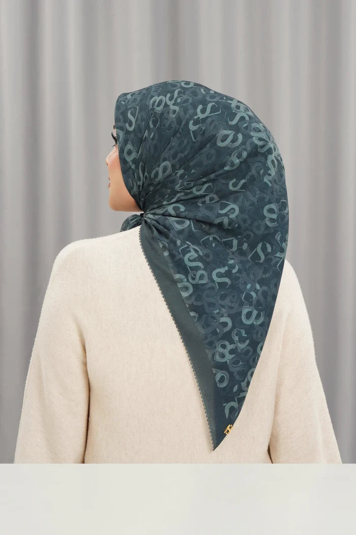 samla multicolor square scarf in oceana by buttonscarves back view