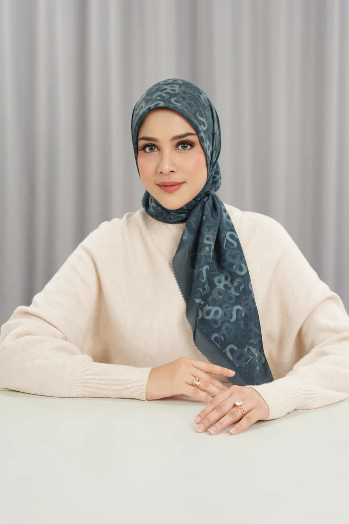 samla multicolor square scarf in oceana by buttonscarves front view