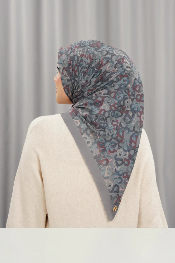 samla multicolor square scarf in shale by buttonscarves back view