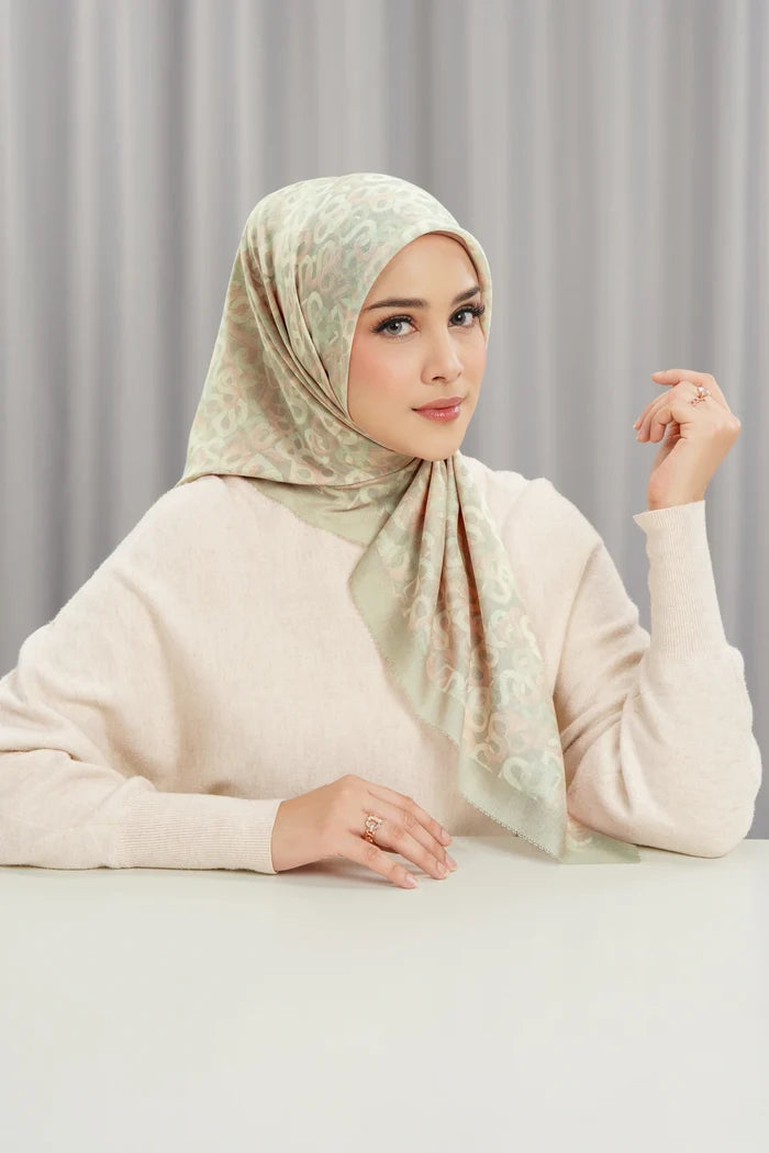 samla multicolor square scarf in wood ash by buttonscarves front view