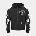 San Francisco Giants All Pro Drop Shoulder Fleece Zip Up Mens Hoodie (Black/White)