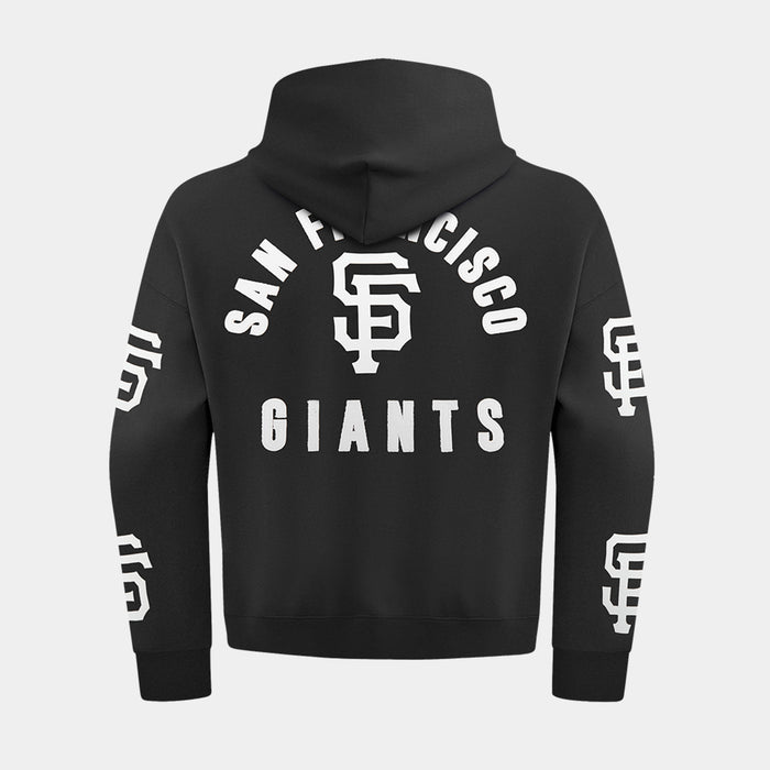 San Francisco Giants All Pro Drop Shoulder Fleece Zip Up Mens Hoodie (Black/White)
