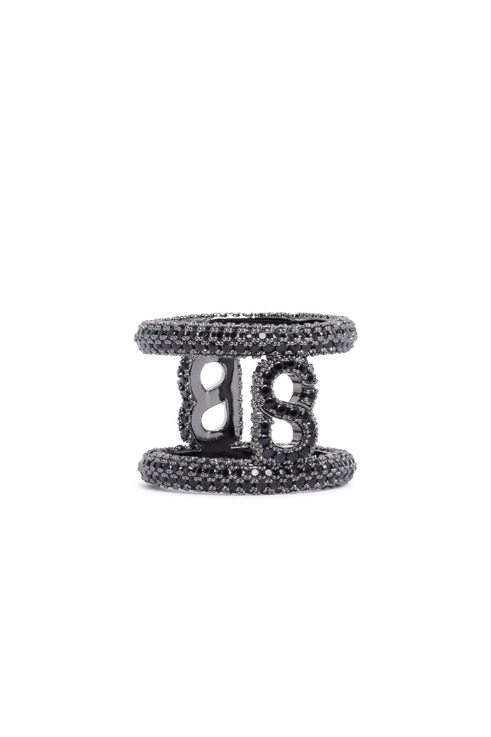 sandra ring brooch in hematite by buttonscarves