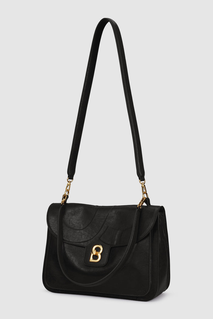savina bag in black by buttonscarves front view