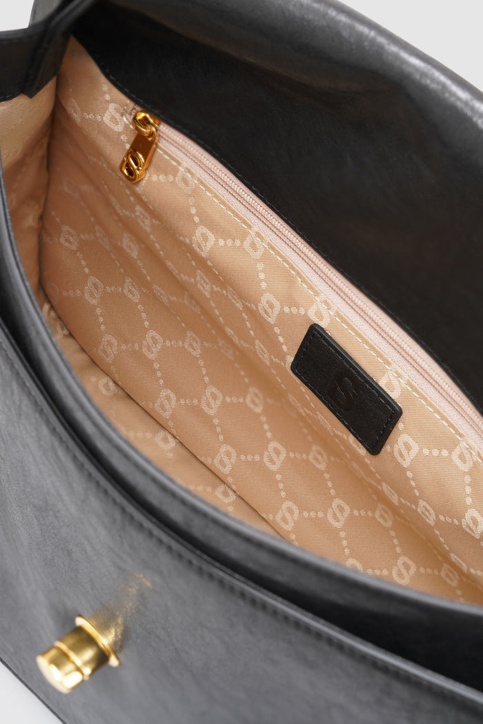 savina bag in black by buttonscarves interior compartment