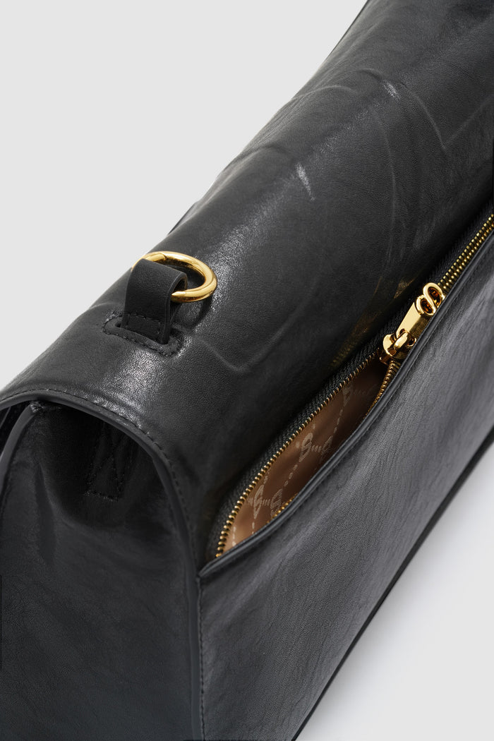 savina bag in black by buttonscarves with zipped pocket